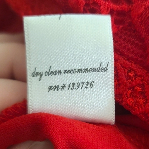 Alya Women's Red Floral Lace Short Sleeve Pleated A-Line Mini Dress Size Large - Picture 13 of 13